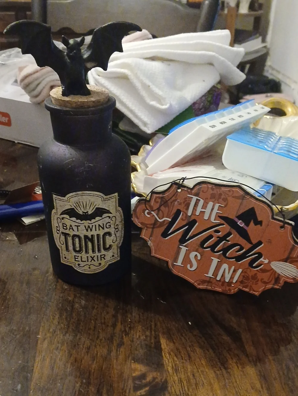 Halloween Bat Wing Tonic Elixir Bottle - Black